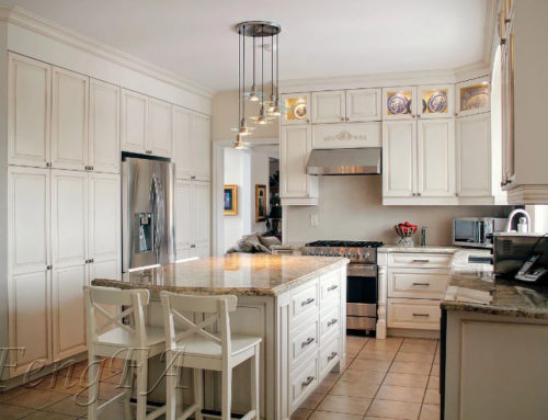 Traditional Kitchen Featuring Distressed Glaze Finish