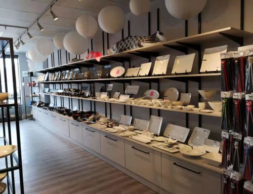 Commercial Store Cabinetry – Floating Shelves and Base Drawer Cabinet
