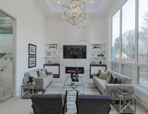 Marbled Wall Unit with Fireplace
