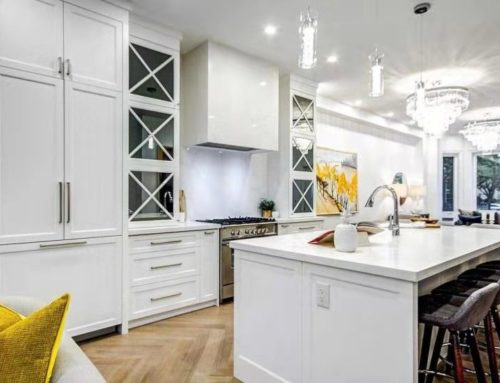 Classic White Modern Kitchen with Yellow Accents