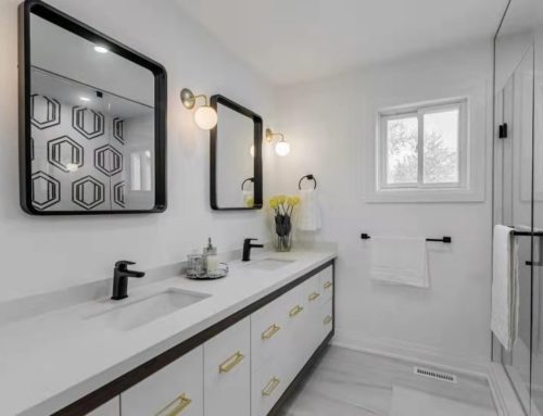 White and Black Modern Vanities and Laundry Room