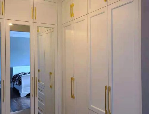 Mirror Closet with Gold Handles