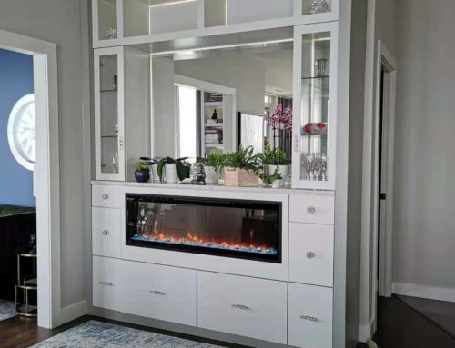 Wall-Unit Cabinets with Integrated Fireplace