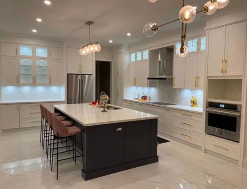 White Transitional Kitchen with Gold Accent Handles