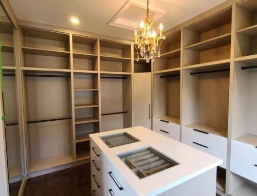 Modern closets made by melamine and high gloss white